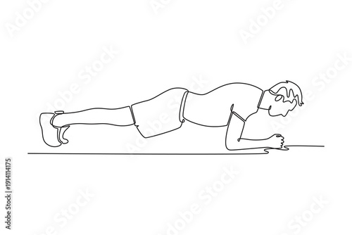 plank exercise. Fitness Activity concept. Single line draw design. Full length animation illustration. High quality 4k footage
