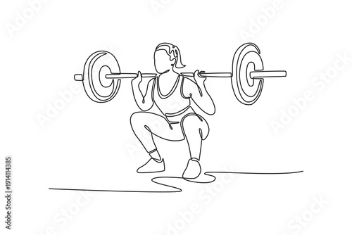 young woman Weightlifting. Fitness Activity concept. Single line draw design. Full length animation illustration. High quality 4k footage
