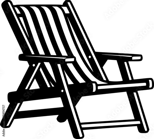 beach chair silhouette line art vector illustration with a white background
