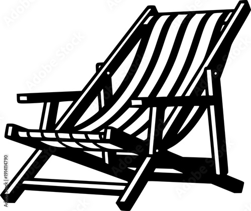 beach chair silhouette line art vector illustration with a white background
