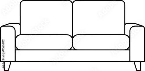 Modern Living Room Sofa Line Art Illustration with Minimal Couch Furniture Design for Interior Home Decor Concept