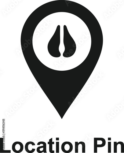 Nose Care Location Pin Icon with Medical Map Marker, ENT Clinic Symbol, Healthcare Navigation and Sinus Treatment Vector Illustration