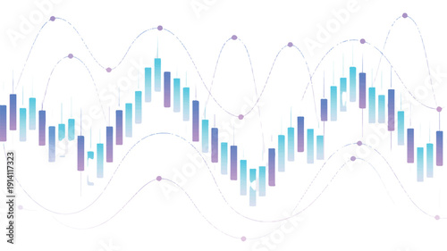 Abstract Financial Graph with Bars and Lines in Motion