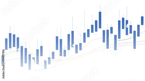 Financial graph illustration showing upward trend with bars and lines from a straightforward viewpoint