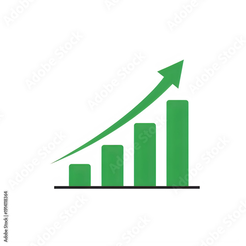 Free Download Green upward arrow bar graph showing growth isolated on transparent background - GFXLoad