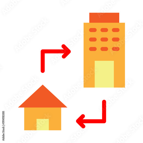 Hybrid Work Vector Flat Icon Design