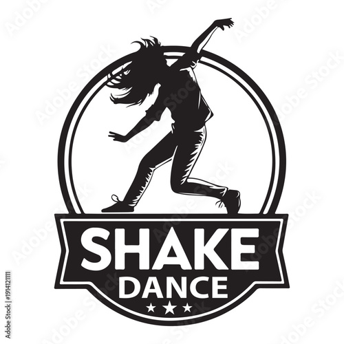 Energetic Female Dancer Silhouette in Circle Logo Design.