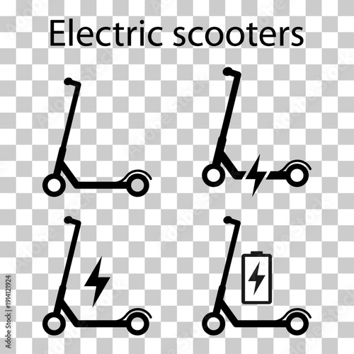 Set of Electric scooter icon, flat eco friendly transport, vehicle vector illustration .