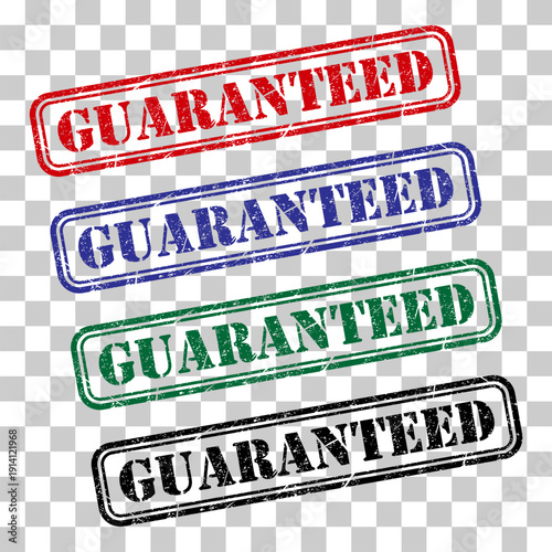 Set of Guaranteed stamp symbol, label sticker sign button, text banner vector illustration .