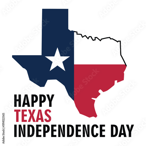 happy texas independence day illustration with texas map flag colors star and patriotic celebration design