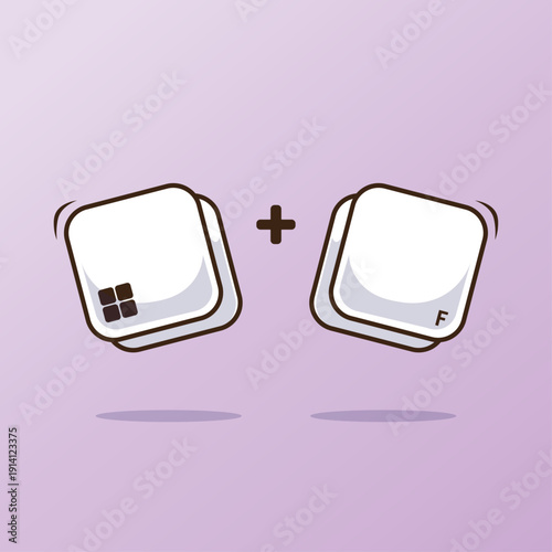 Computer keyboard combination shortcut or hotkeys windows plus f icon, button, symbol with simple design concept illustration. Technology