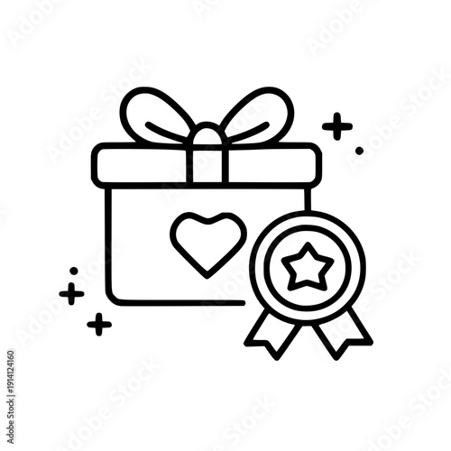 Loyalty Gift Icon. Special Member Prize Symbol. Line Icon Vector Stock silhouette