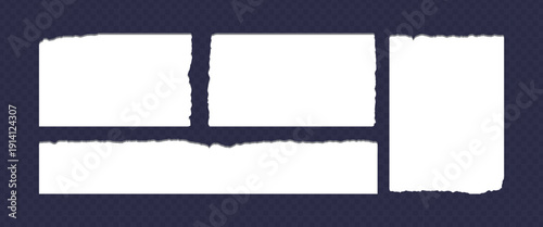 Realistic Torn White Paper Texture with Ripped Edges on Transparent Background