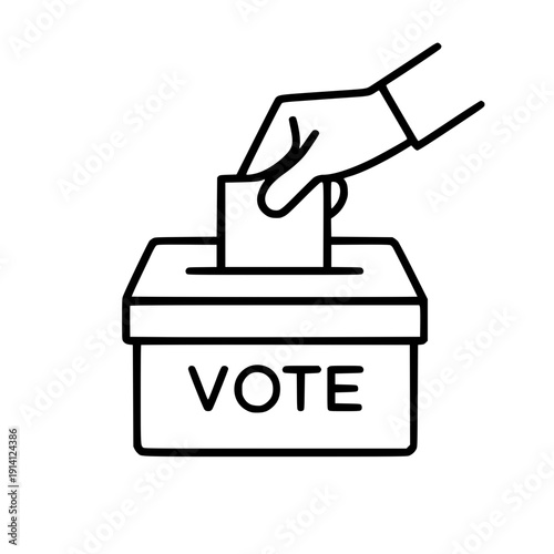 Vote Box With Hand Put Mail In Box Icon silhouette