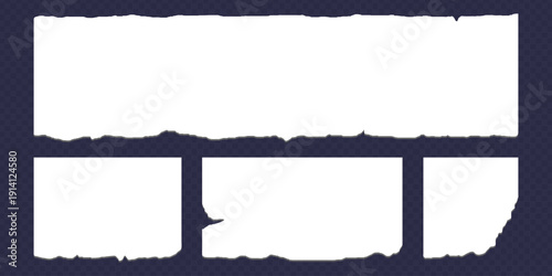 Realistic Torn White Paper Texture with Ripped Edges on Transparent Background