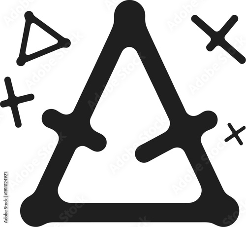 Minimalist black and white logo design with geometric shapes and abstract elements