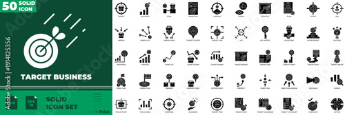 Target Business Solid Editable Icons set