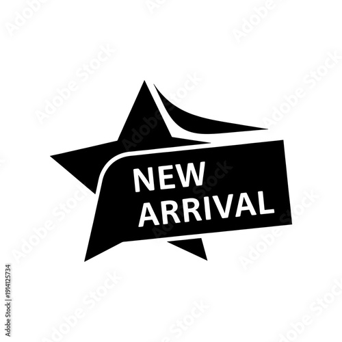 Black starburst banner with new arrival text a striking design silhouette