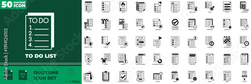 To Do List Duotone Editable Icons set