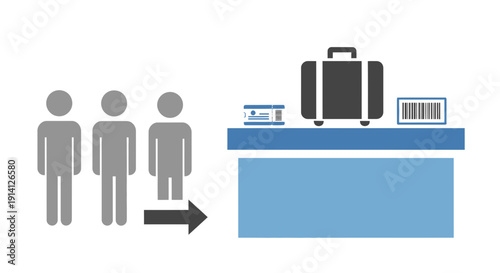 Traveler Queue at Airport Check-in Counter
