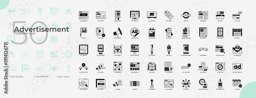 Advertisement Duotone Editable Icons set