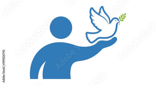 Person Holding Dove with Olive Branch, Symbol of Peace and Hope