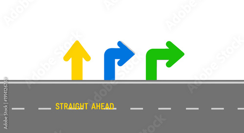 Directional Arrows on Road: Straight, Turn Left, Turn Right