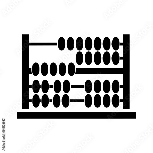A black abacus with rows of beads a classic tool for calculation silhouette