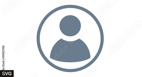 User Profile Icon in Circle, Person Silhouette, Graphic Design