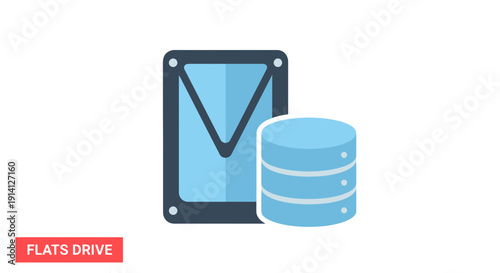 Database Server Icon with Mail Symbol, Data Storage Concept