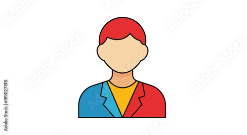 Person Icon with Dual Color Suit and Red Hair