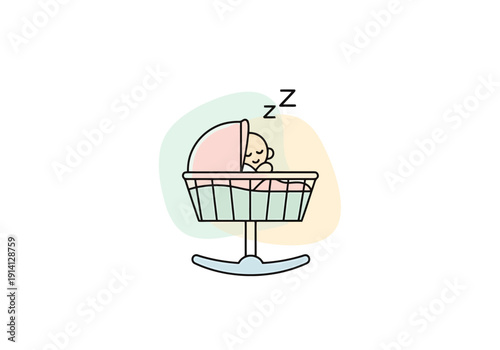Peaceful Infant Resting Safely in Cozy Cradle with Gentle Rocking Motion Symbolizing Sweet Dreams and Tranquil Sleep
