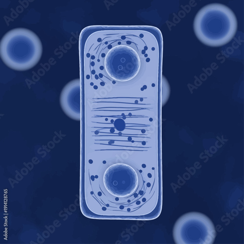High-magnification view of cellular division and internal organelle organization