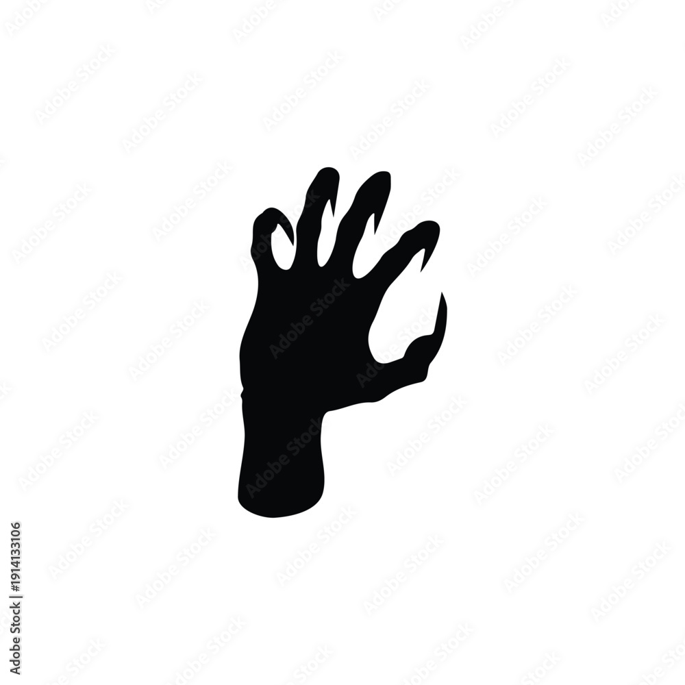 Fototapeta premium Horror hand silhouette icon vector flat design.
