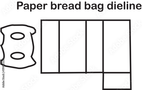 Technical Paper Bread Bag Dieline Template for Packaging Design and Manufacturing Blueprint