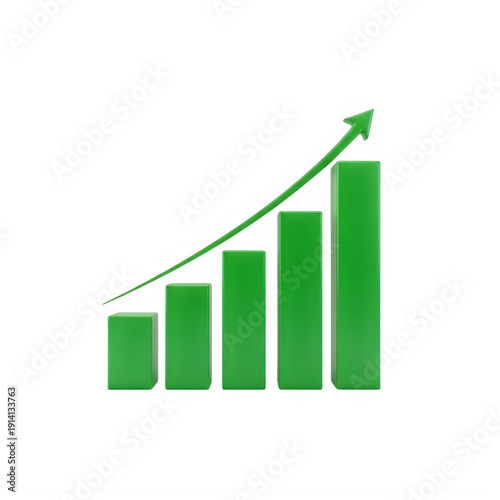 Free Download Green upward arrow bar graph showing growth isolated on transparent background - GFXLoad