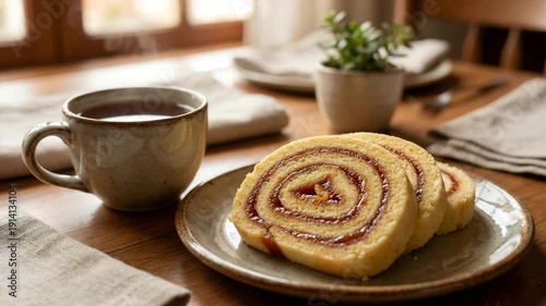 Wallpaper Mural bolo de rolo brazilian rollcake with cup of tea orbit Torontodigital.ca