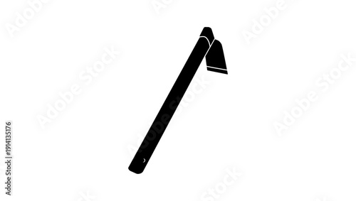 A Gardening Hoe tool, black isolated silhouette