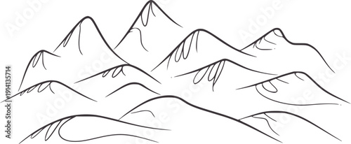 Minimalist hand drawn of abstract mountain range line