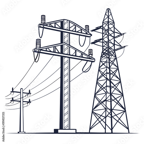 Electricity transmission towers and power lines