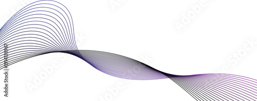 Abstract blue and purple wave background with flowing lines.