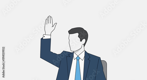 Businessman raising hand, concept of asking question or volunteering