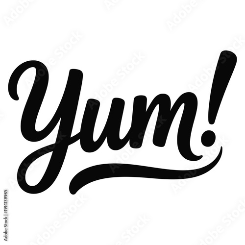 yum elegant script typography lettering isolated on light background minimal food expression design