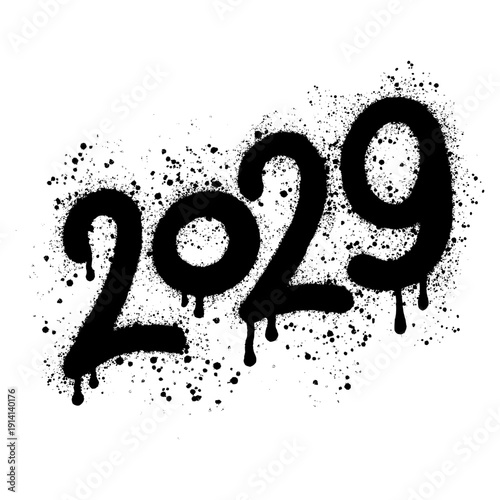 Hand-drawn graffiti-style numbers 2029
