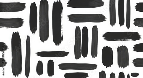Black paint brush strokes set abstract texture background minimalist design art creative elements