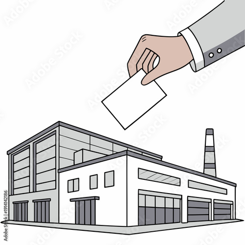 Hand putting ballot into industrial building factory
