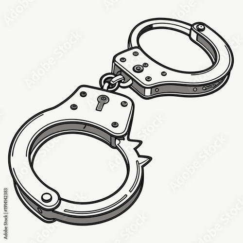 Open metal handcuffs with chain link law enforcement