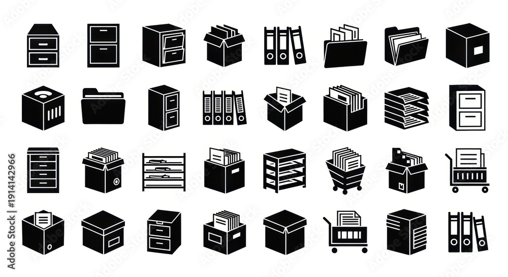 Εκτύπωση καμβά Essential vector icons illustrating various aspects of office document managemen