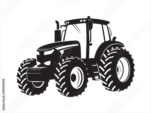 Vector illustration of silhouette of a vintage farm tractor illustration isolated on white background 