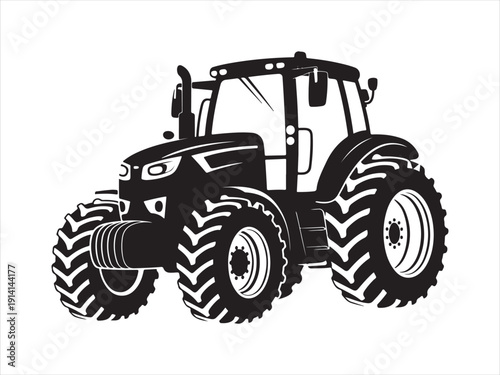 Vector illustration of silhouette of a vintage farm tractor illustration isolated on white background 